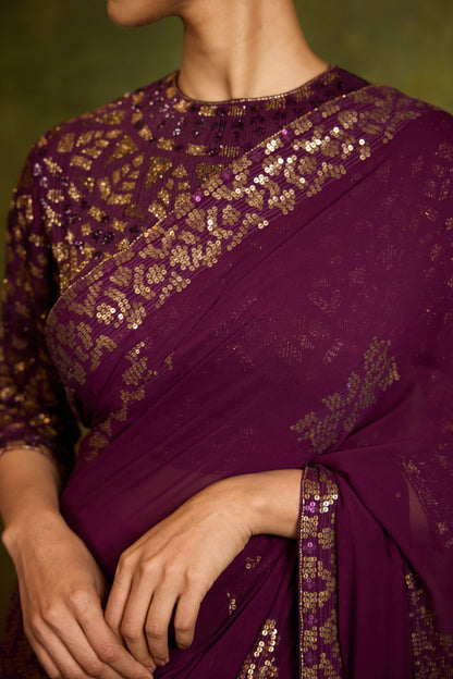 Sari Set in Egyptian Cutdana & Sequin Embroidery