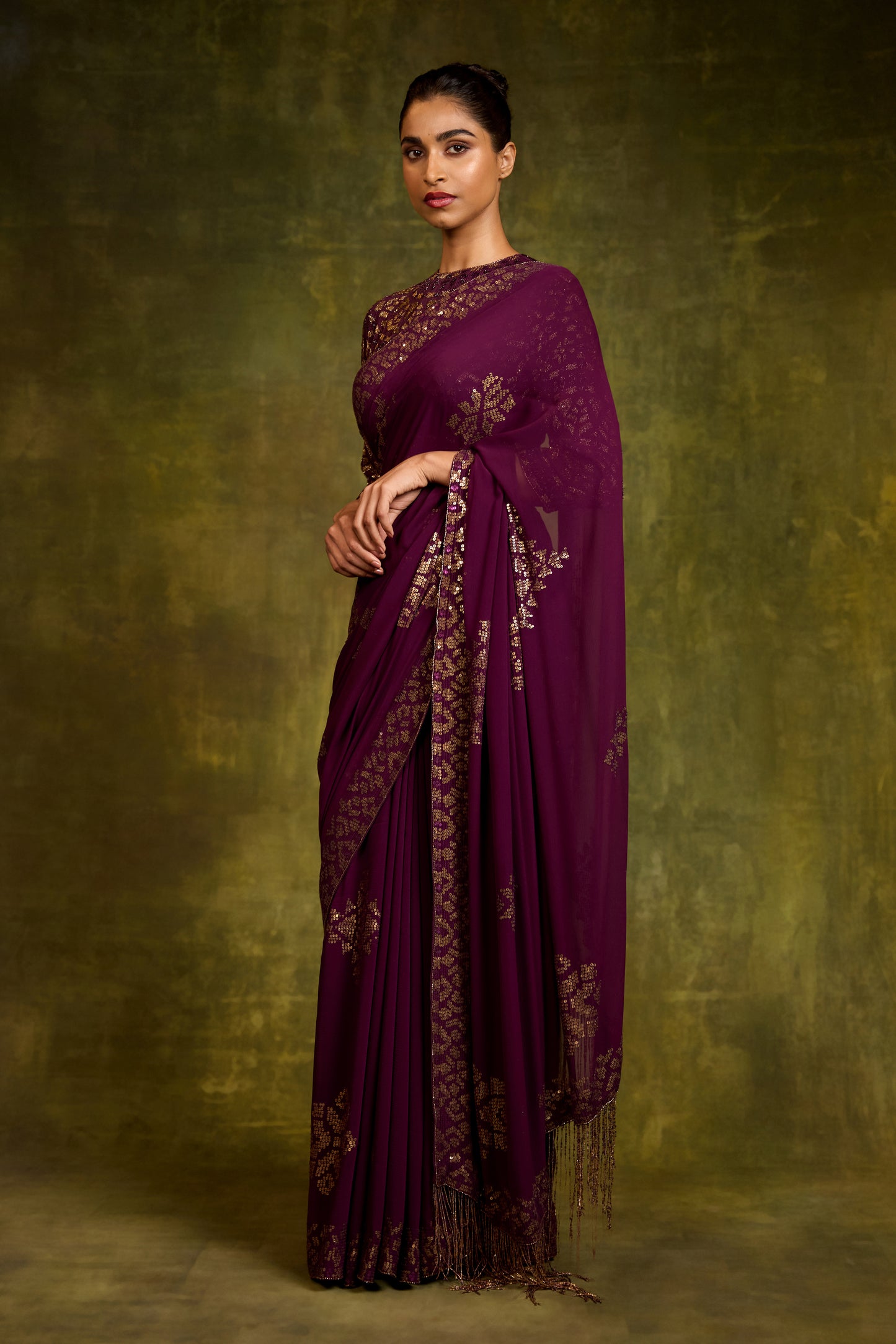 Sari Set in Egyptian Cutdana & Sequin Embroidery