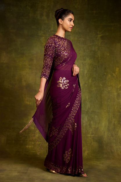 Sari Set in Egyptian Cutdana & Sequin Embroidery