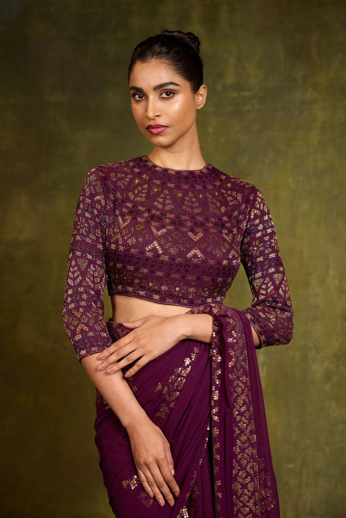 Sari Set in Egyptian Cutdana & Sequin Embroidery