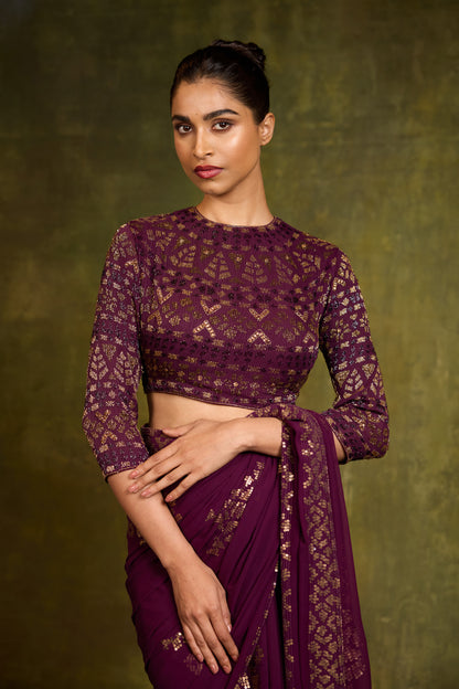 Sari Set in Egyptian Cutdana & Sequin Embroidery