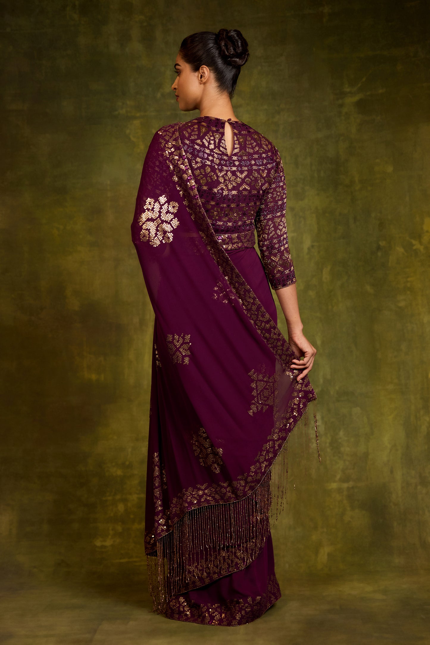 Sari Set in Egyptian Cutdana & Sequin Embroidery