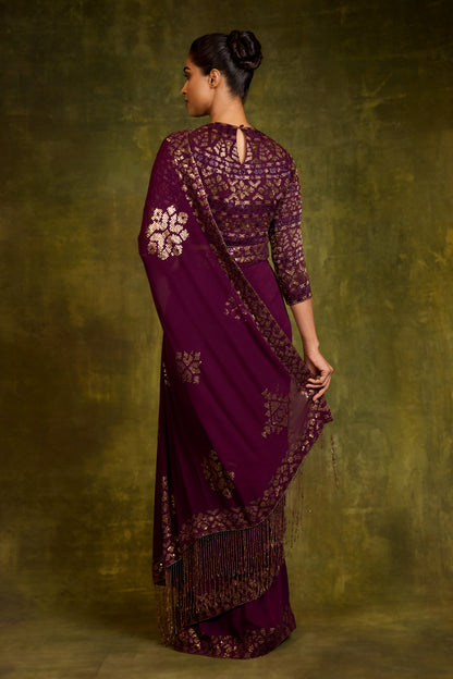Sari Set in Egyptian Cutdana & Sequin Embroidery