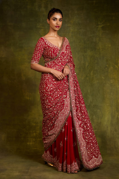 Sari Set in Mirror & Thread Embroidery