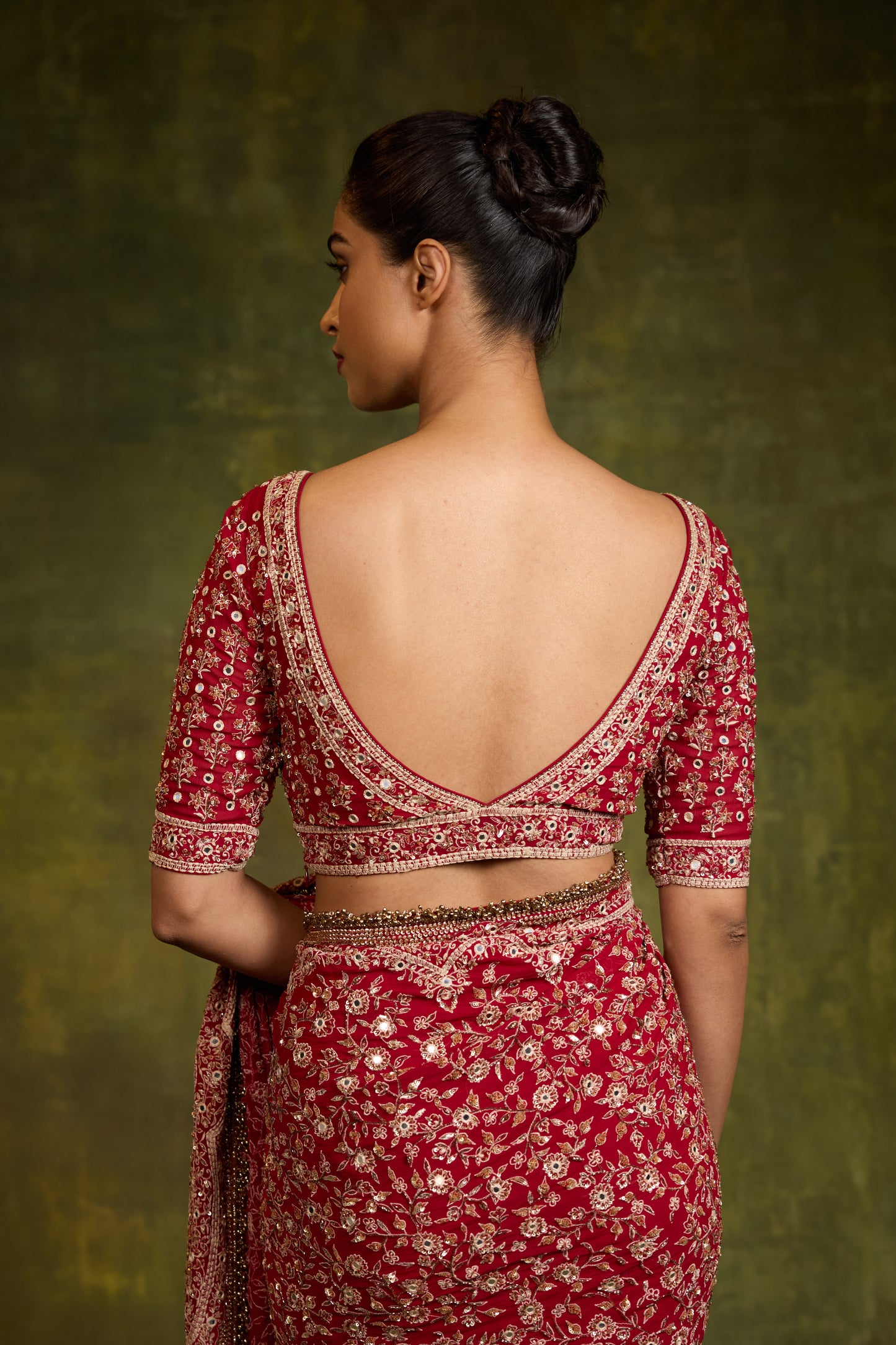 Sari Set in Mirror & Thread Embroidery