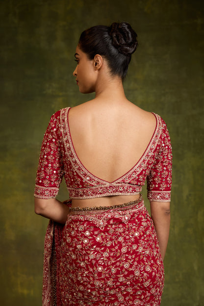 Sari Set in Mirror & Thread Embroidery