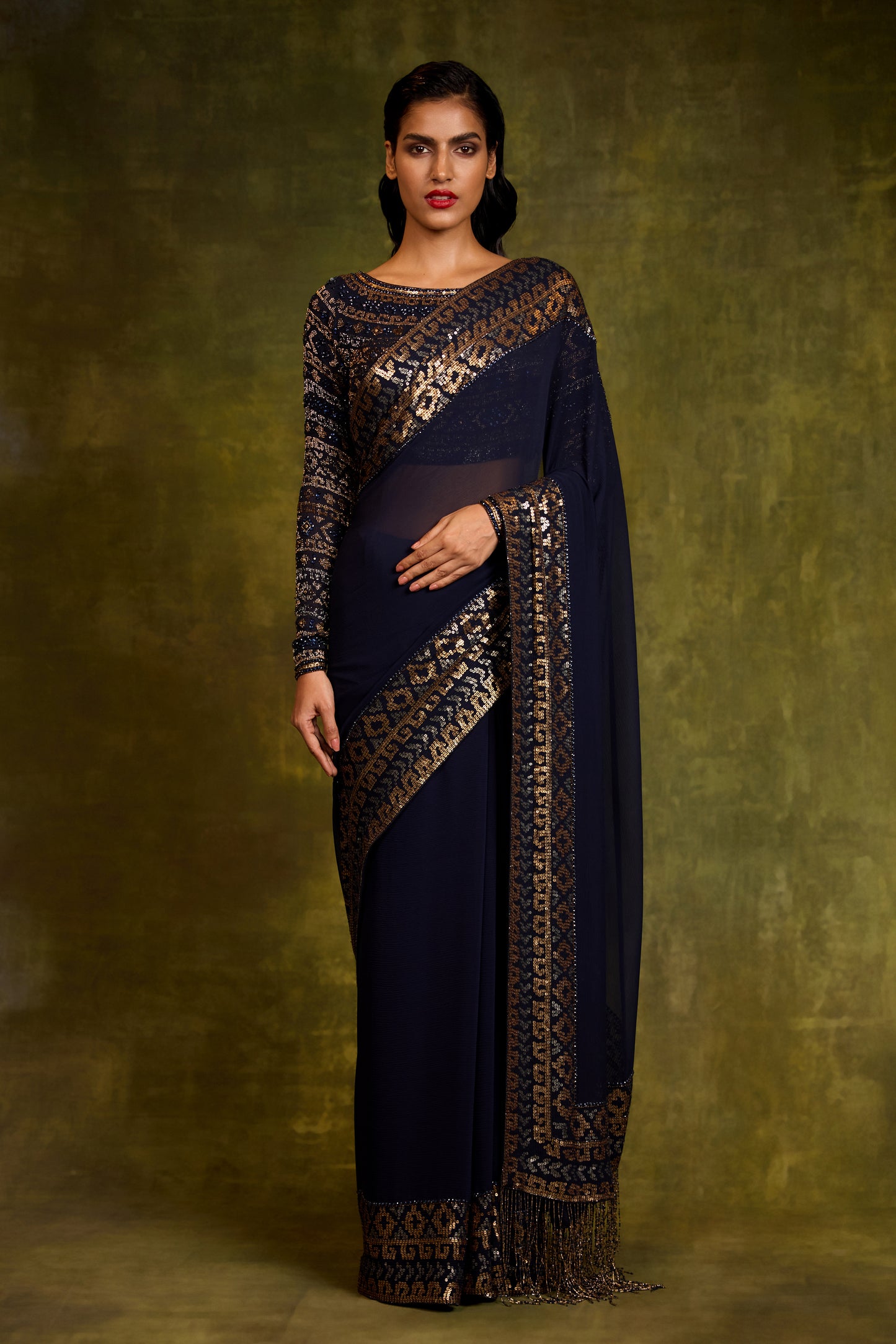 Sari Set in Egyptian Cutdana & Sequin Design Embroidery