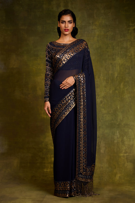 Sari Set in Egyptian Cutdana & Sequin Design Embroidery