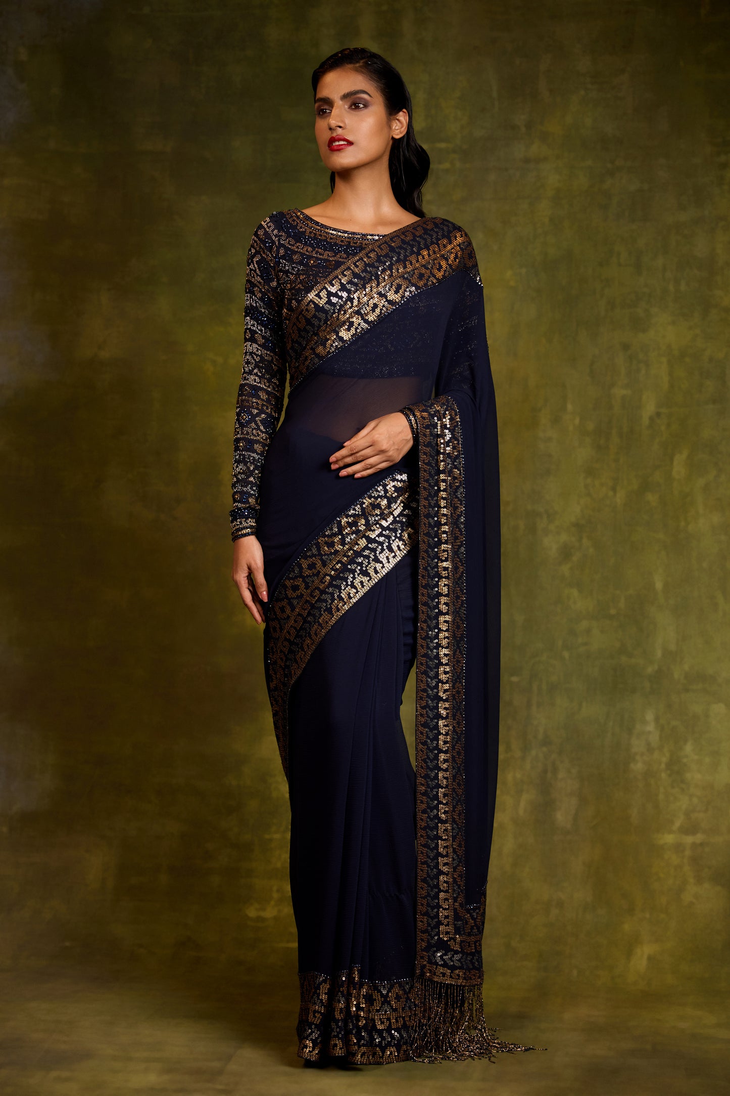 Sari Set in Egyptian Cutdana & Sequin Design Embroidery