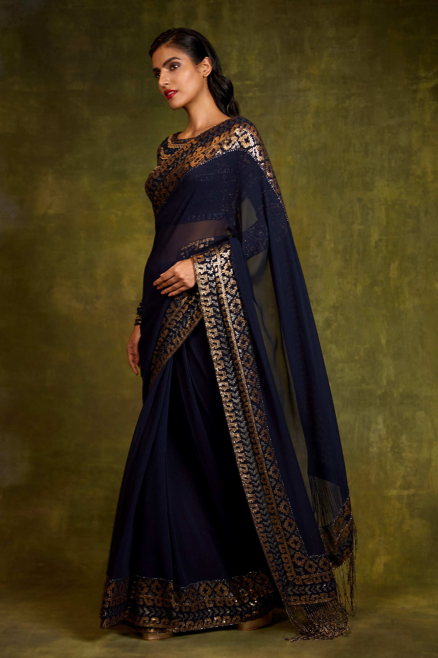 Sari Set in Egyptian Cutdana & Sequin Design Embroidery