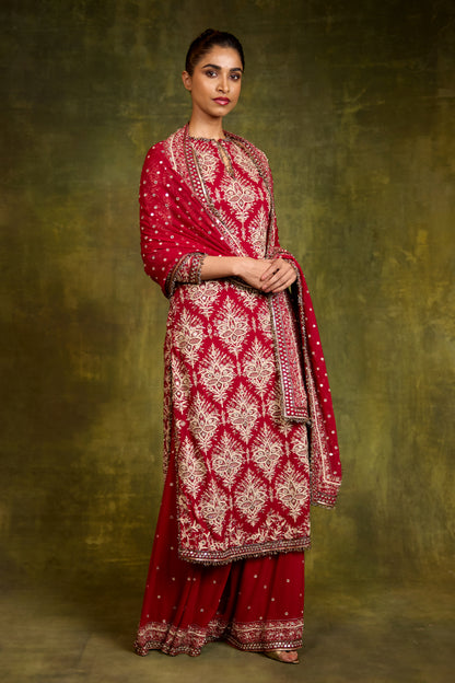 Kurta Set in Mirror & Thread Embroidery