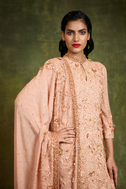 Kurta Set in 3D Floral Embroidery