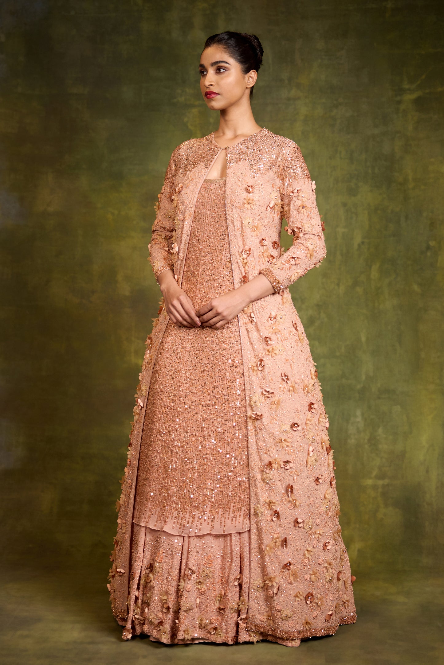 Jacket Set in 3D Floral Embroidery