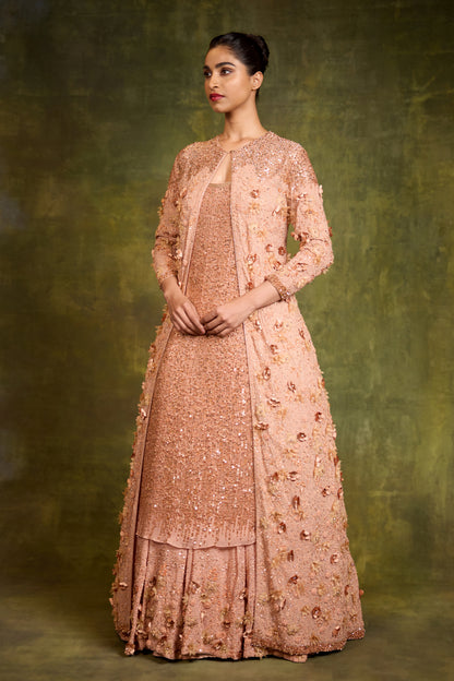 Jacket Set in 3D Floral Embroidery