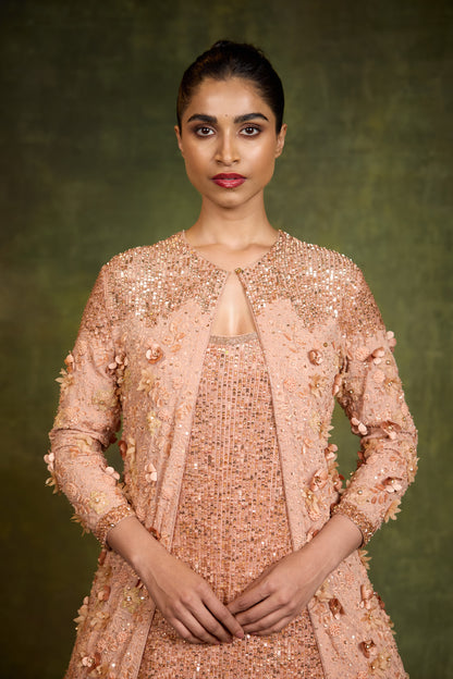 Jacket Set in 3D Floral Embroidery