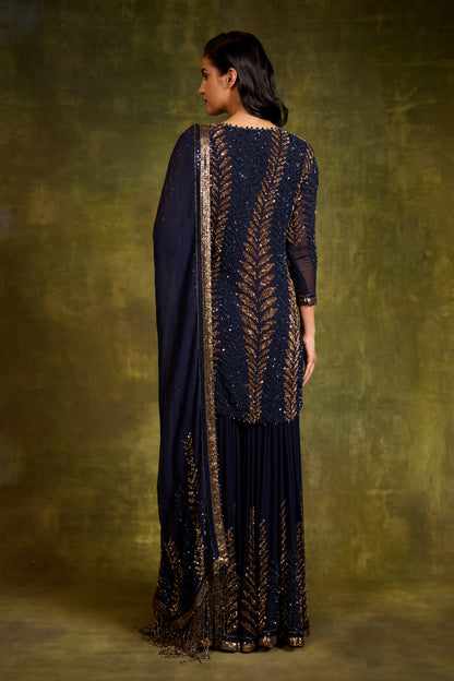 Gharara Set in Leaf Design in Sequins Embroidery