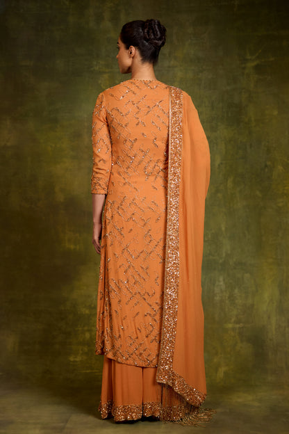 Kurta Set in Petal Grid Design in Sequin and Cutdana Embroidery