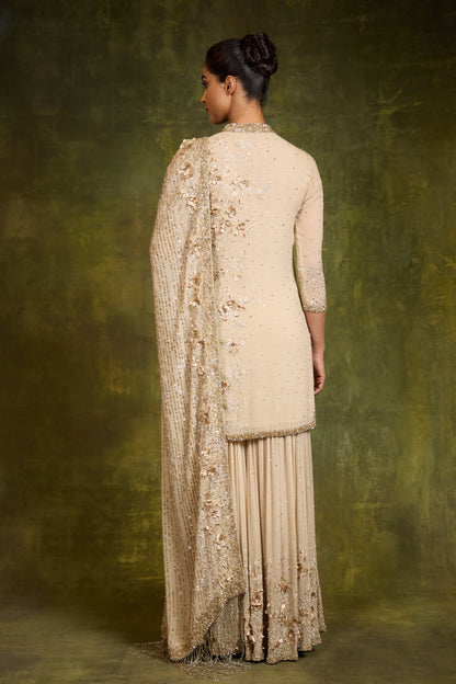 Gharara Set in 3D Floral Embroidery