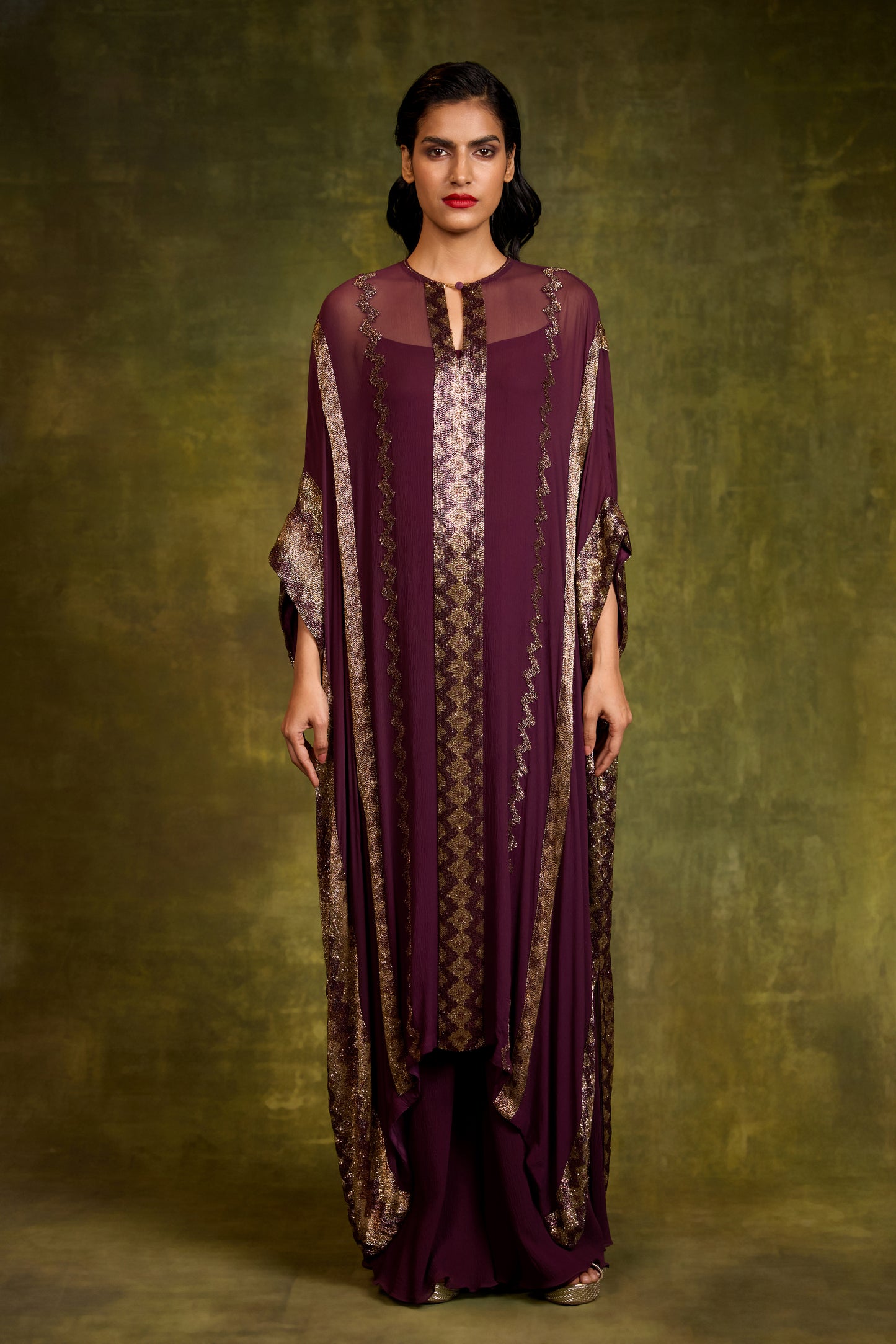 Kaftan Set in Cutdana Embroidery