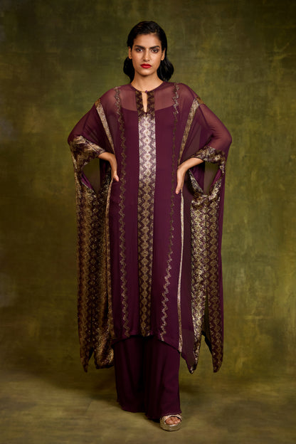 Kaftan Set in Cutdana Embroidery