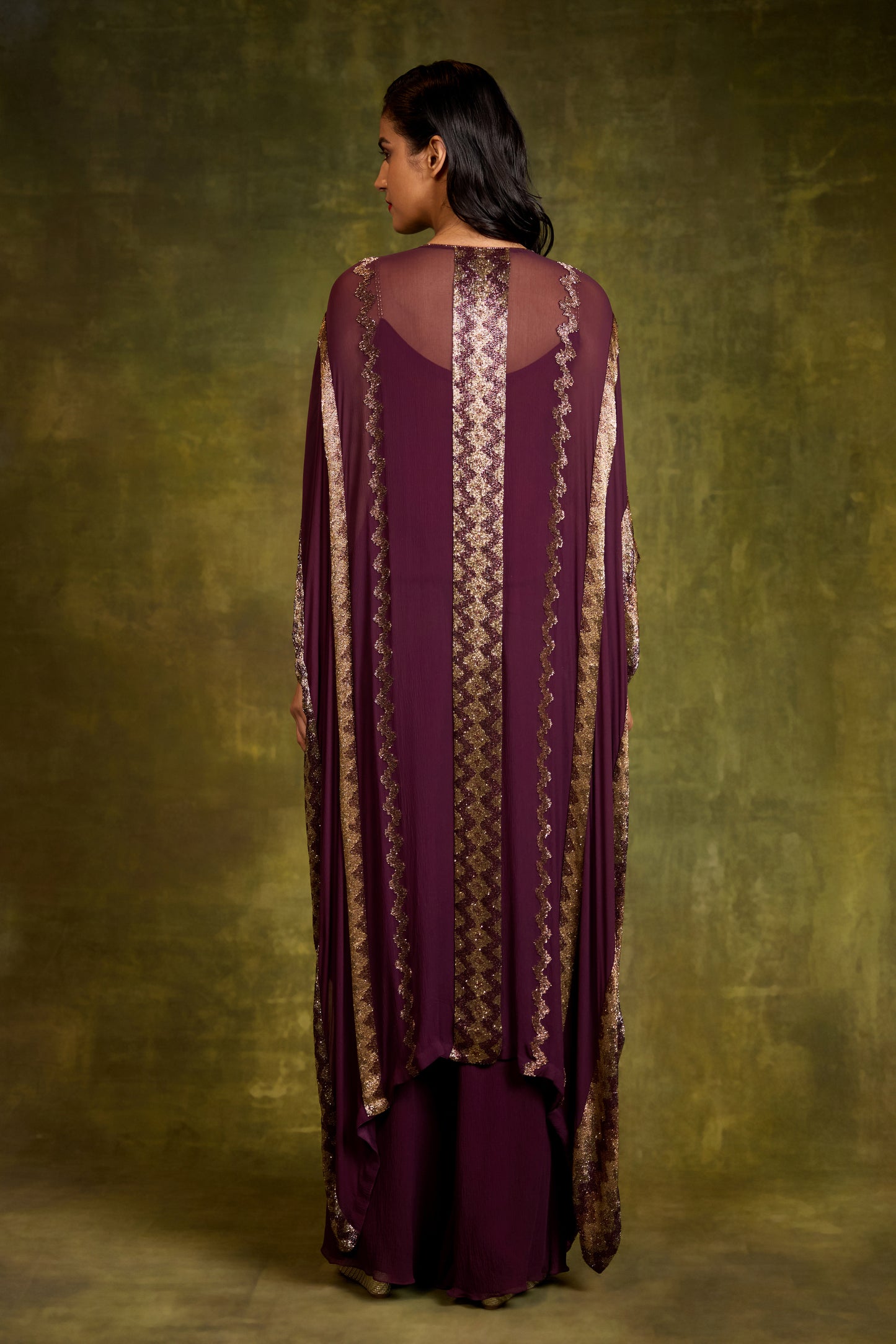 Kaftan Set in Cutdana Embroidery