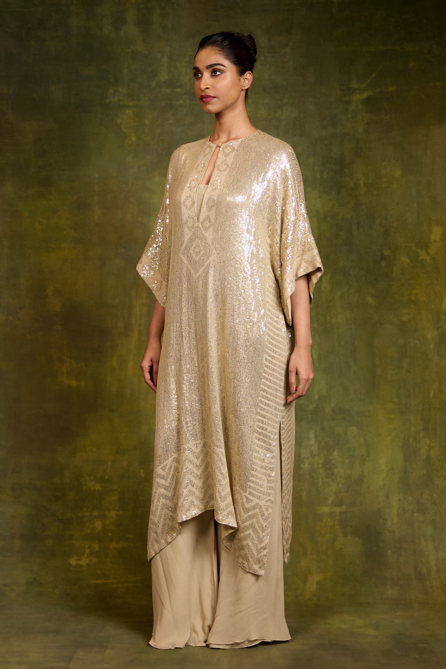 Kaftan Kurta in Small Sequin Embroidery