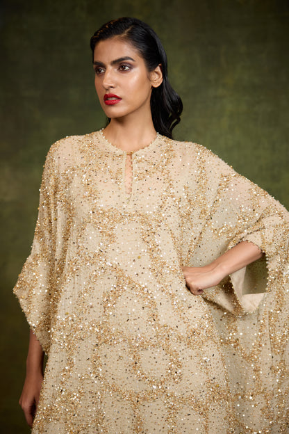 Kaftan Set In Sequin Sprinkle & Stone Work