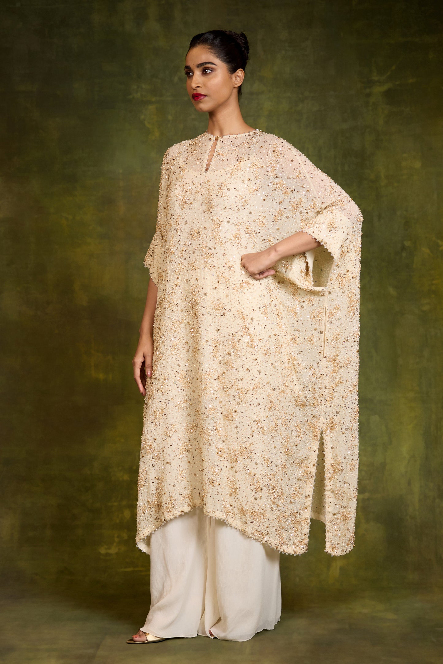 Kaftan Set in Sequin Sprinkle & Stone Work