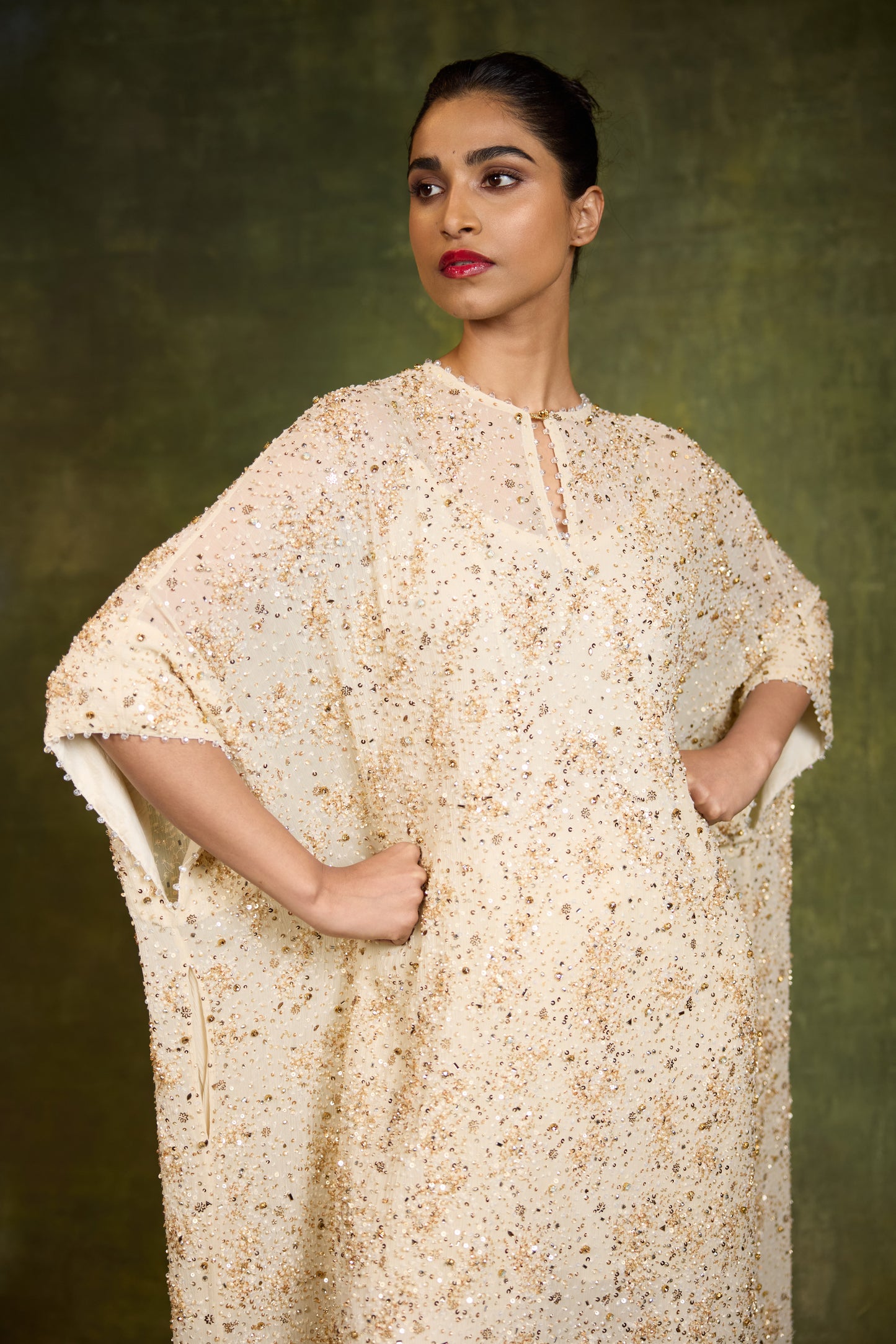 Kaftan Set in Sequin Sprinkle & Stone Work