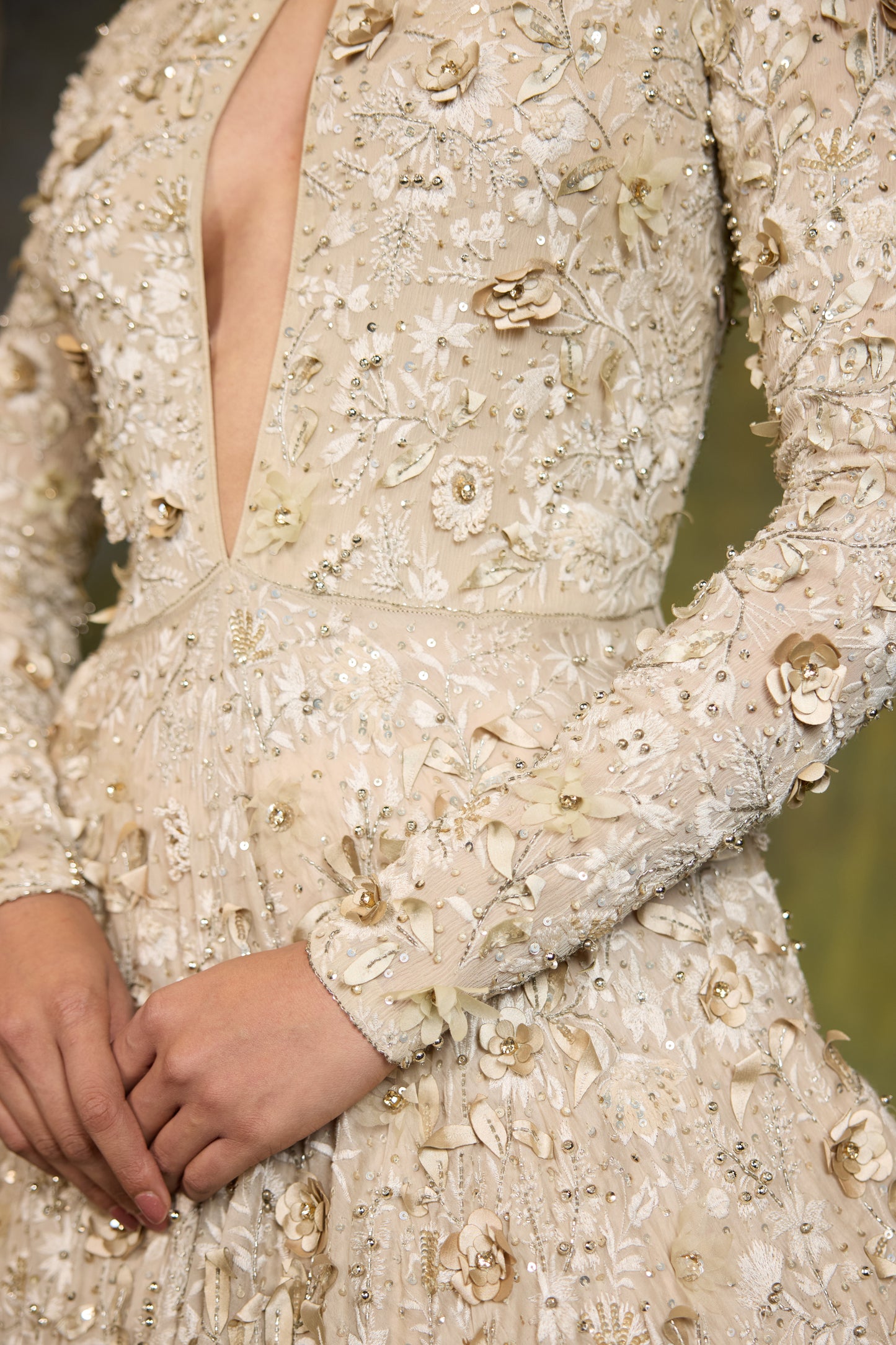 Gown in 3D Floral Embroidery