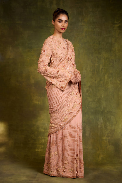 Sari Set in 3D Floral Embroidery