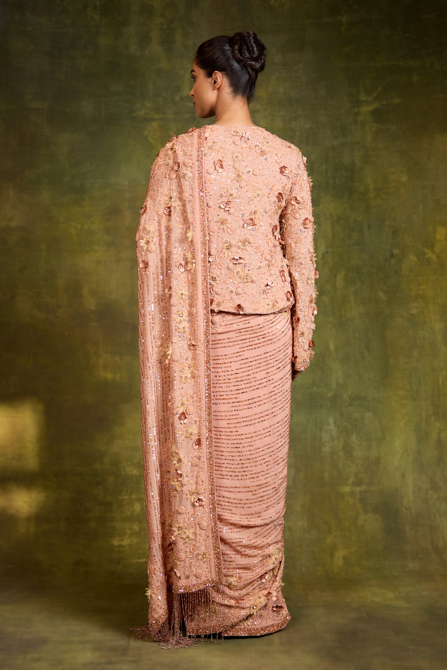 Sari Set in 3D Floral Embroidery