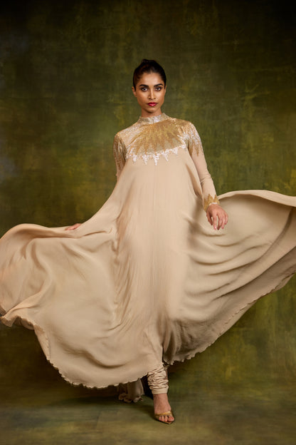 Asymmetric Kurta Set in Cutdana Embroidery