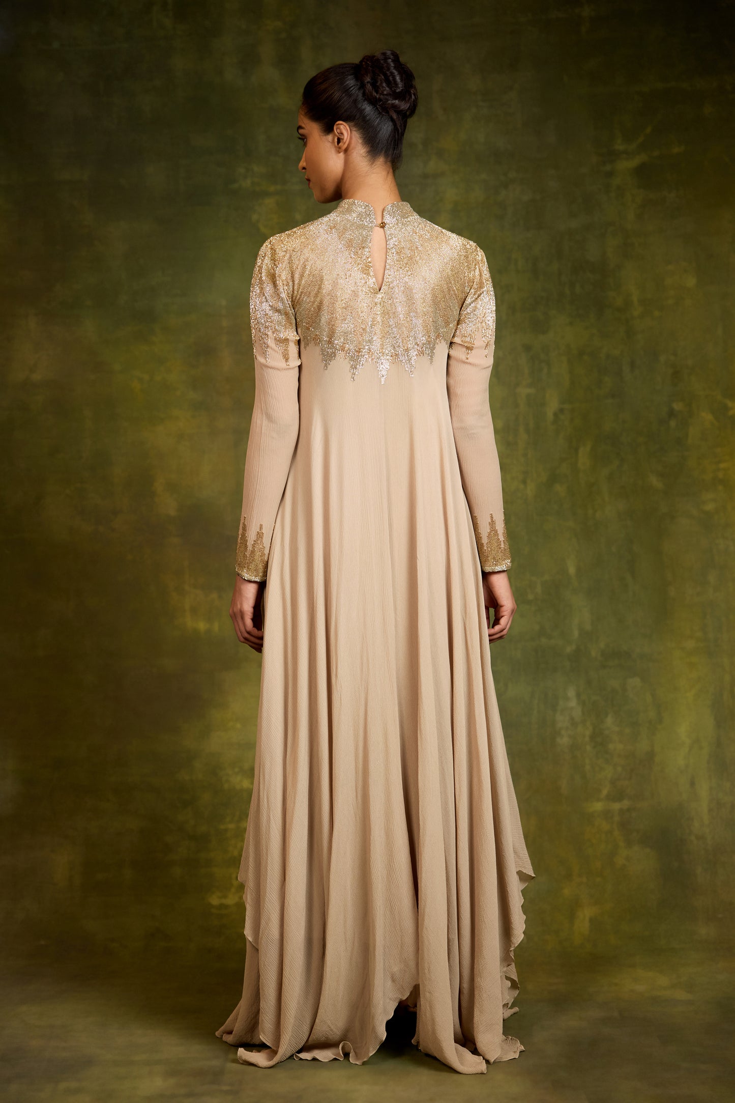 Asymmetric Kurta Set in Cutdana Embroidery