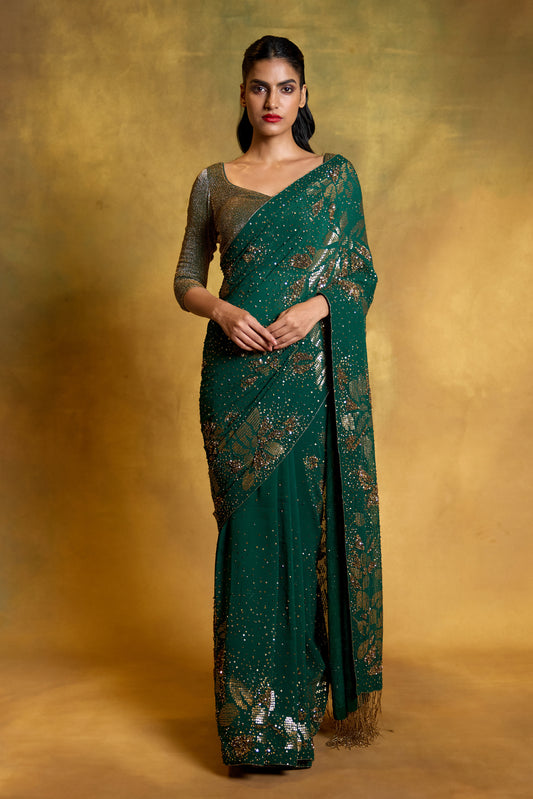 Sari Set in Sequin Floral Sprinkle Design