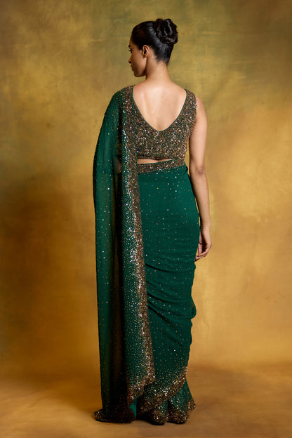 Sari Set in Gold Sprinkle Sequin Embroidery