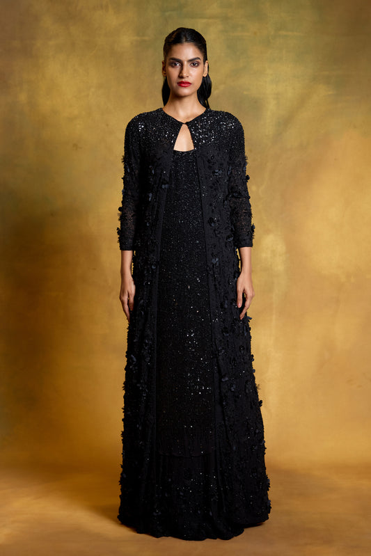 Jacket Set in 3D Floral Embroidery