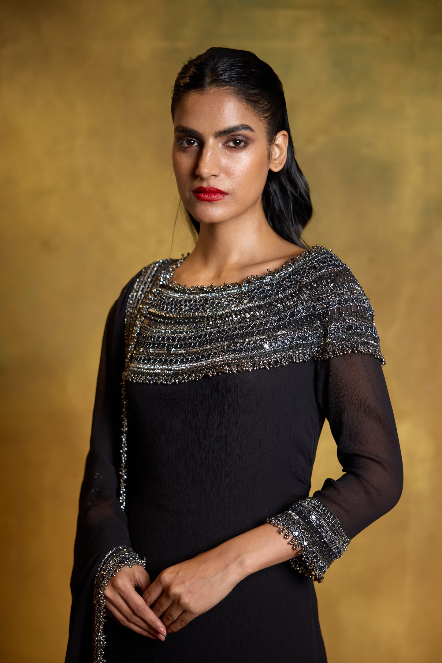 Kurta Set in Sequin & Mirror Embroidery