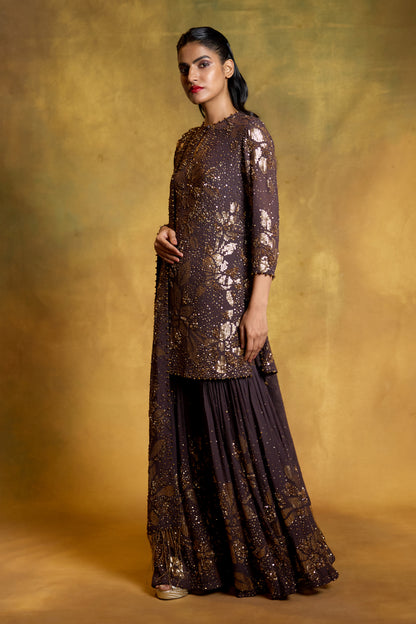 Gharara Set in Floral Sprinkle Sequin Embroidery