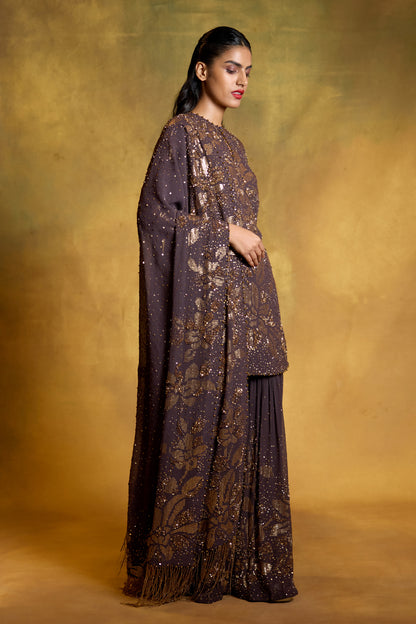 Gharara Set in Floral Sprinkle Sequin Embroidery
