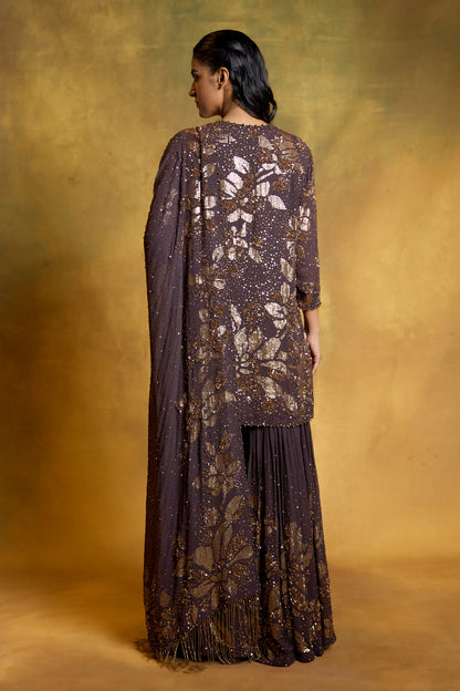 Gharara Set in Floral Sprinkle Sequin Embroidery