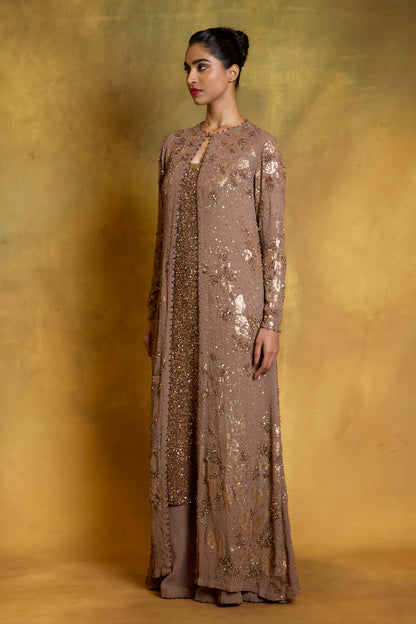Jacket Set in Floral Sprinkle Sequin Embroidery