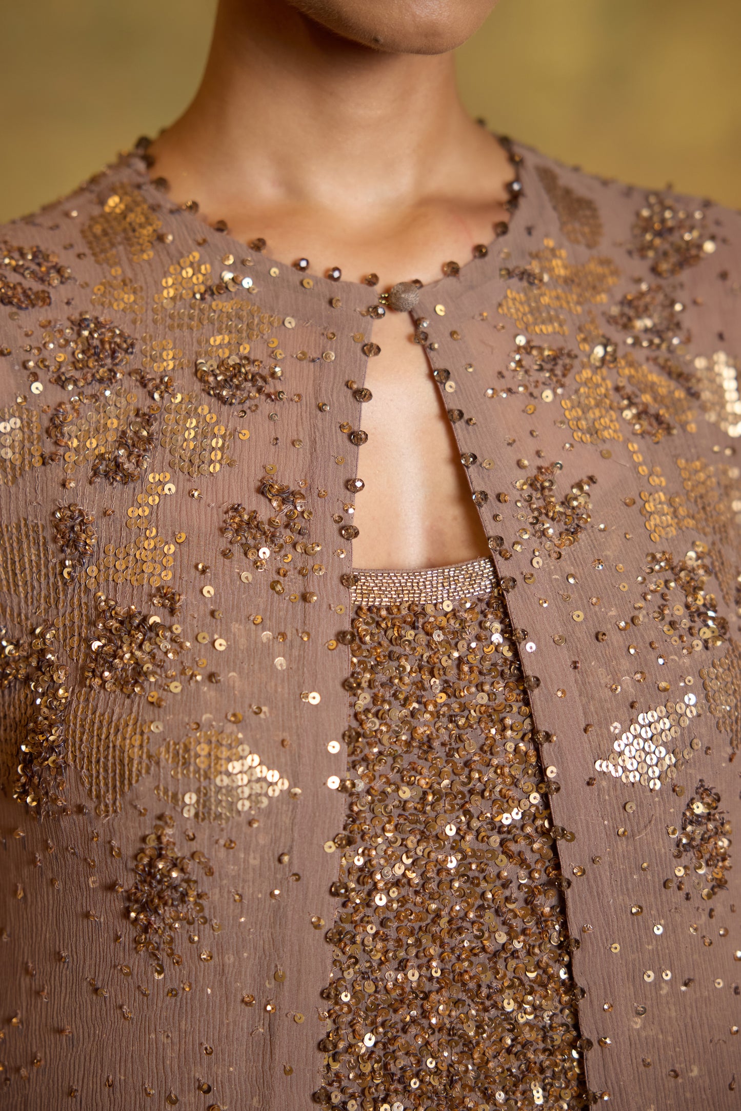 Jacket Set in Floral Sprinkle Sequin Embroidery