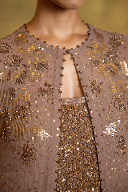 Jacket Set in Floral Sprinkle Sequin Embroidery