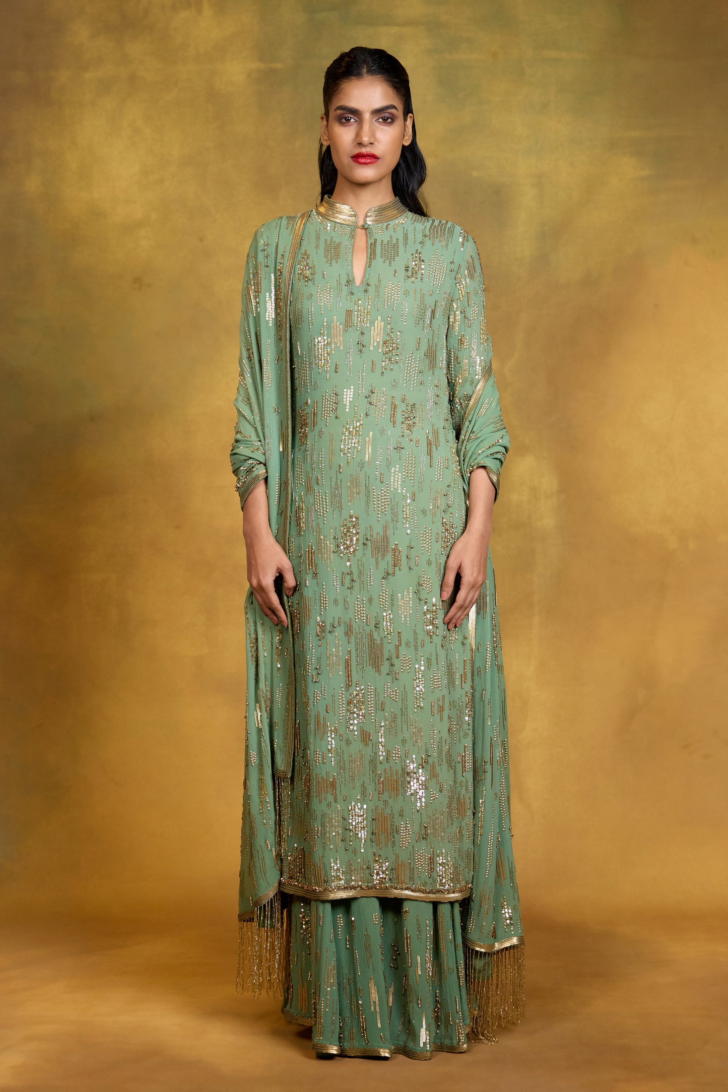 Kurta Set in Abstract Sequin Embroidery