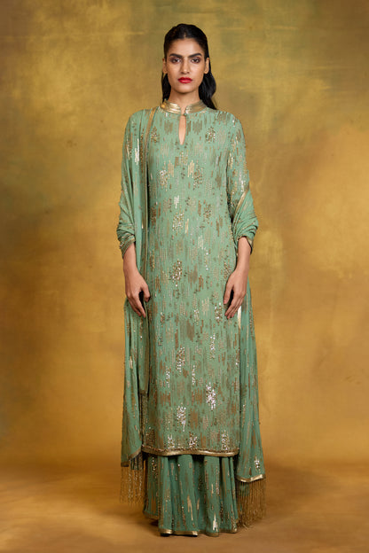 Kurta Set in Abstract Sequin Embroidery