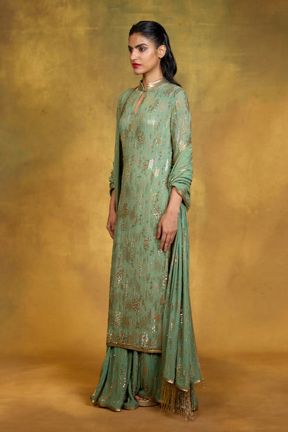 Kurta Set in Abstract Sequin Embroidery