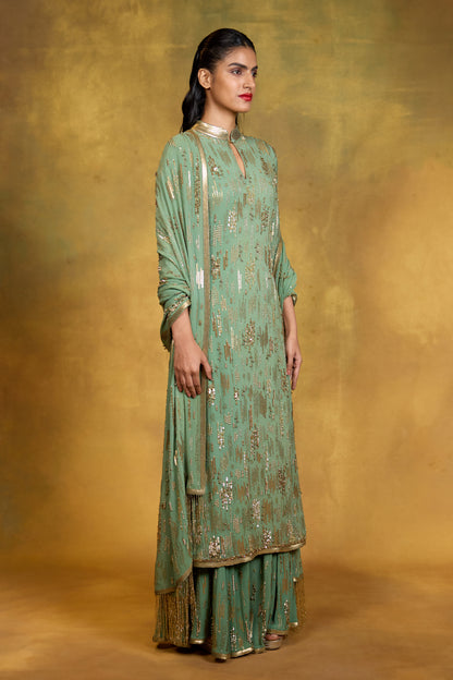 Kurta Set in Abstract Sequin Embroidery