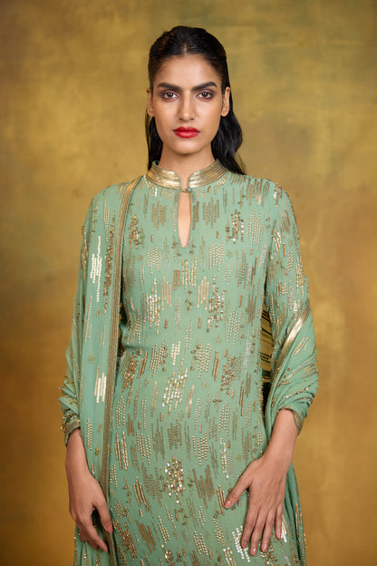 Kurta Set in Abstract Sequin Embroidery