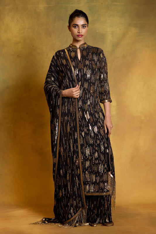 Kurta Set in Abstract Sequin Embroidery